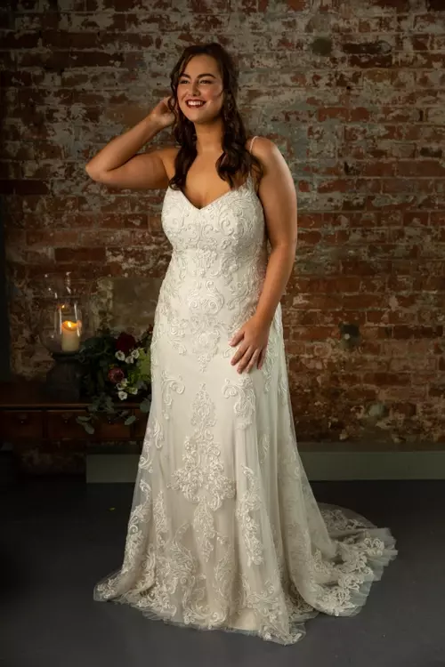 Isadora TC W420 Metallic Lace Plus Size Wedding Dress True Curves